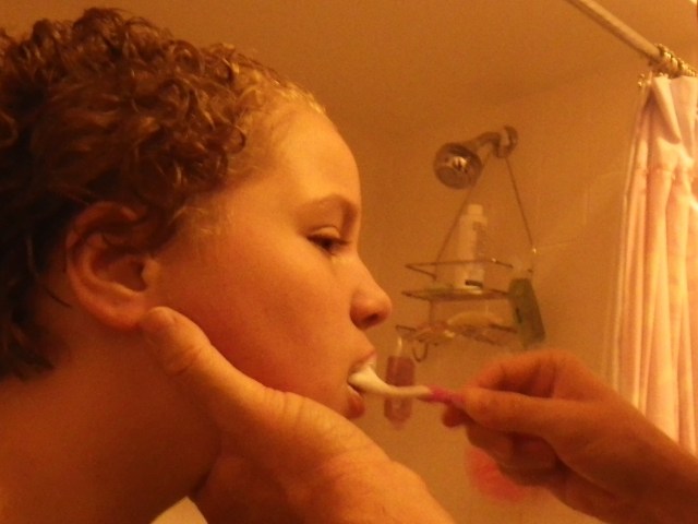 brushing teeth